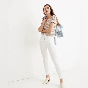 NWT Madewell 10" High Rise Skinny Jeans in Pure White: Step-Hem Edition
